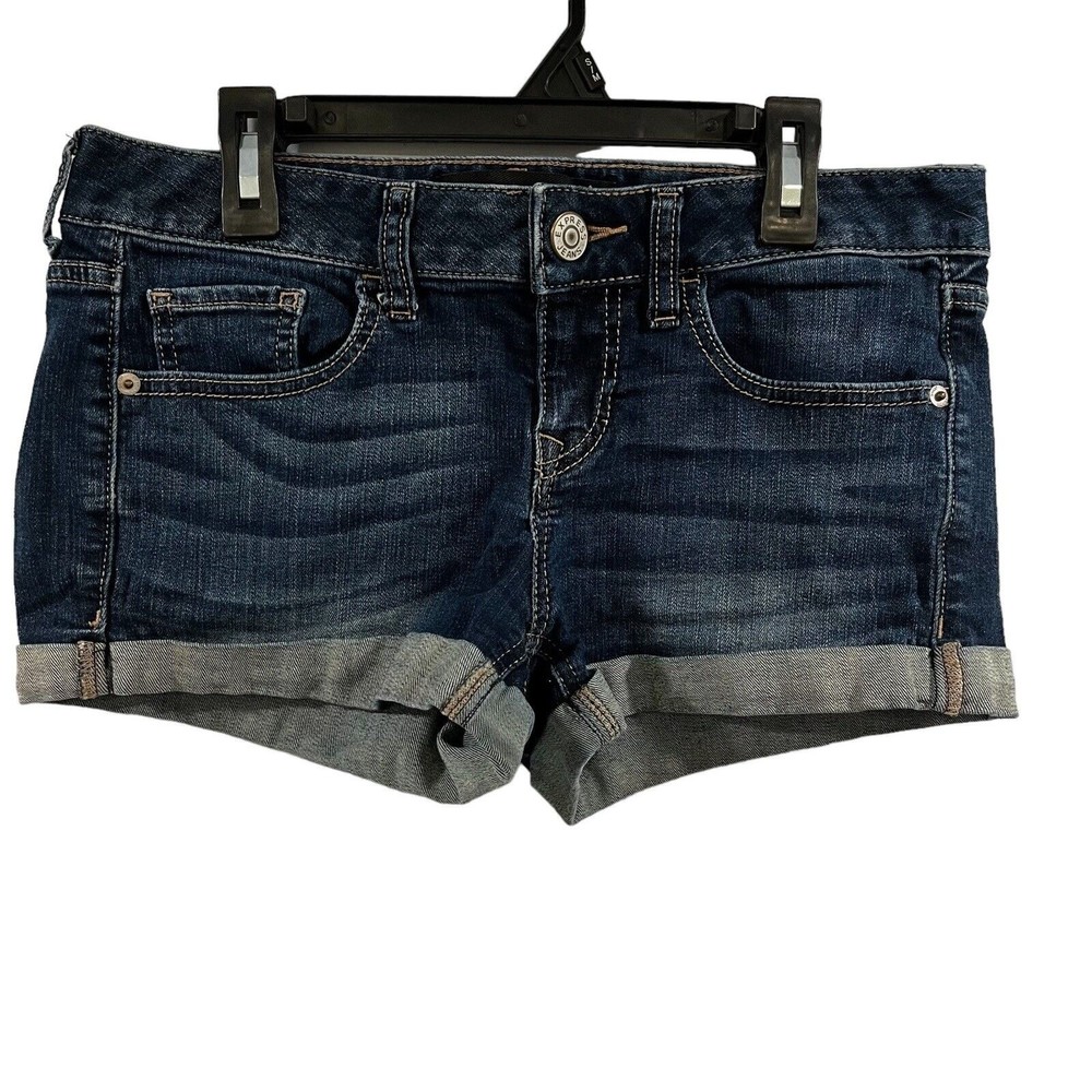 Express Jean Womens Blue Regular Fit Flat Front Cuffed Denim Shorts Size 0